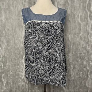 Talbots chambray & paisley tank